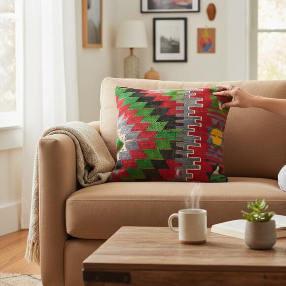 Handmade Kilim pillow cover, Morocco - Picture 2 of 6